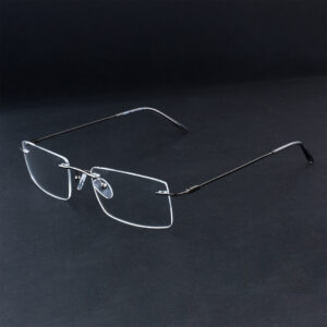 Stylish Black-Ash Metal Rimless Eyeglasses OLD7081M C3