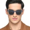 Man wearing Hustlr LA E15417 W C15 Navy Full Rim Eyeglasses Zero Power Lens with smiling face